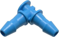Made in USA - 1/8" Barb, HDPE Single Barbed Tube Elbow - Blue, Male - Benchmark Tooling