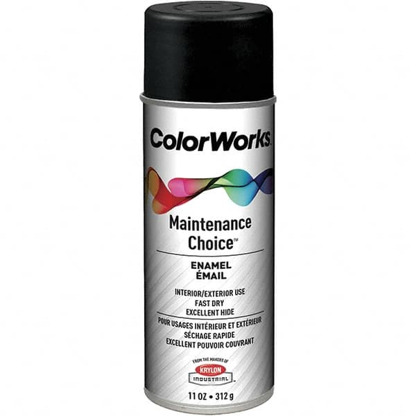 Krylon - Black, Flat, Enamel Spray Paint - 15 to 18 Sq Ft per Can, 16 oz Container, Use on General Industrial Maintenance & Touch-up Work - Benchmark Tooling