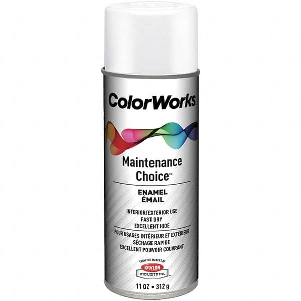 Krylon - White, Flat, Enamel Spray Paint - 15 to 18 Sq Ft per Can, 16 oz Container, Use on General Industrial Maintenance & Touch-up Work - Benchmark Tooling