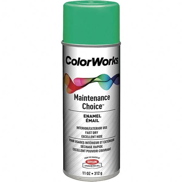 Krylon - Safety Green, Enamel Spray Paint - 15 to 18 Sq Ft per Can, 16 oz Container, Use on General Industrial Maintenance & Touch-up Work - Benchmark Tooling