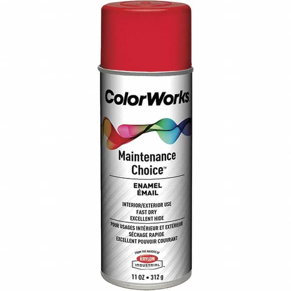 Krylon - Safety Red, Enamel Spray Paint - 15 to 18 Sq Ft per Can, 16 oz Container, Use on General Industrial Maintenance & Touch-up Work - Benchmark Tooling