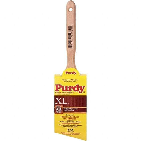 Purdy - 3" Angled Synthetic Sash Brush - 3-3/16" Bristle Length, 6-1/2" Wood Fluted Handle - Benchmark Tooling