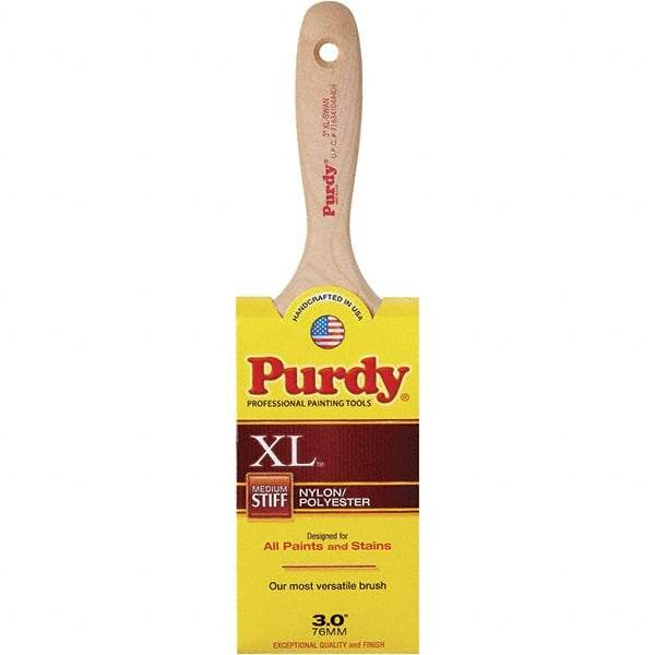 Purdy - 3" Flat Synthetic General Purpose Paint Brush - 3-7/16" Bristle Length, 6" Wood Beavertail Handle - Benchmark Tooling