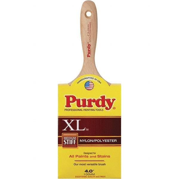 Purdy - 4" Synthetic General Purpose Paint Brush - 3-15/16" Bristle Length, 6" Wood Beavertail Handle - Benchmark Tooling