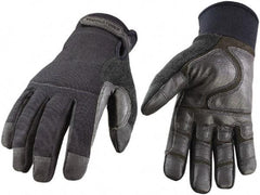 Youngstown - Size L (9) Synthetic Leather/Microfleece Waterproof & Cold & Heat Protection Work Gloves - For General Purpose, Uncoated, Hook & Loop Cuff, Full Fingered, Stealth, Paired - Benchmark Tooling