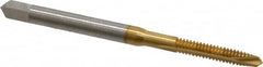 Hertel - #4-40 UNC, 2 Flute, TiN Finish, High Speed Steel Spiral Point Tap - Plug Chamfer, Right Hand Thread, 1-7/8" OAL, 2B/3B Class of Fit - Exact Industrial Supply