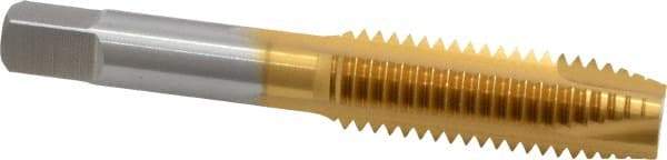 Hertel - 9/16-12 UNC, 3 Flute, TiN Finish, High Speed Steel Spiral Point Tap - Plug Chamfer, Right Hand Thread, 3-19/32" OAL - Exact Industrial Supply