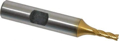 Hertel - 1/8", 3/8" LOC, 3/8" Shank Diam, 2-5/16" OAL, 4 Flute, Cobalt Square End Mill - Single End, TiN Finish, Spiral Flute, 30° Helix, Centercutting, Right Hand Cut, Right Hand Flute - Benchmark Tooling