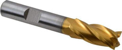 Hertel - 7/16", 1" LOC, 3/8" Shank Diam, 2-11/16" OAL, 4 Flute, Cobalt Square End Mill - Single End, TiN Finish, Spiral Flute, 30° Helix, Centercutting, Right Hand Cut, Right Hand Flute - Benchmark Tooling