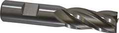 Hertel - 3/4", 1-5/8" LOC, 3/4" Shank Diam, 3-7/8" OAL, 4 Flute, High Speed Steel Square End Mill - Single End, Uncoated, Spiral Flute, 30° Helix, Centercutting, Right Hand Cut, Right Hand Flute - Benchmark Tooling