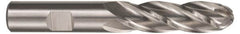 Hertel - 1/2" Diam, 2" LOC, 4 Flute High Speed Steel Ball End Mill - Uncoated, Single End, 4" OAL, 1/2" Shank Diam, Spiral Flute - Benchmark Tooling