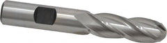 Hertel - 1/2" Diam, 1-1/2" LOC, 4 Flute High Speed Steel Ball End Mill - Uncoated, Single End, 3-1/4" OAL, 1/2" Shank Diam, Spiral Flute - Benchmark Tooling
