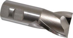 Hertel - 1-1/2", 1-5/8" LOC, 1-1/4" Shank Diam, 4-1/8" OAL, 2 Flute, High Speed Steel Square End Mill - Single End, Uncoated, Spiral Flute, 30° Helix, Centercutting, Right Hand Cut, Right Hand Flute - Benchmark Tooling