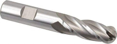 Hertel - 5/8" Diam, 1-5/8" LOC, 4 Flute Cobalt Ball End Mill - Uncoated, Single End, 3-3/4" OAL, 5/8" Shank Diam, Spiral Flute - Benchmark Tooling