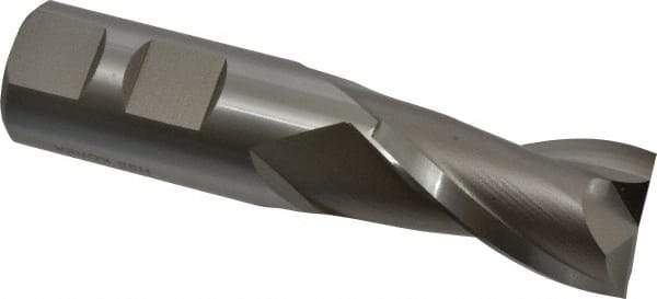 Hertel - 7/8" Diam, 1-1/2" LOC, 2 Flute High Speed Steel Keyway End Mill - Spiral Flute, Uncoated, 7/8" Shank Diam, 3-3/4" OAL, 30° Helix, Centercutting - Benchmark Tooling