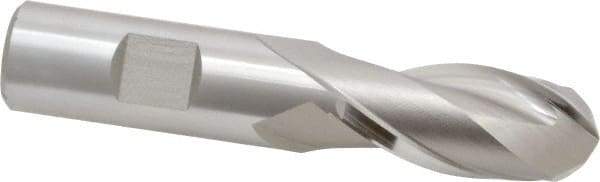 Hertel - 3/4" Diam, 1-5/8" LOC, 2 Flute High Speed Steel Ball End Mill - Uncoated, Single End, 3-7/8" OAL, 3/4" Shank Diam, Spiral Flute - Benchmark Tooling