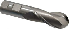 Hertel - 1-1/8" Diam, 2-1/4" LOC, 2 Flute High Speed Steel Ball End Mill - Uncoated, Single End, 4-3/4" OAL, 1" Shank Diam, Spiral Flute - Benchmark Tooling