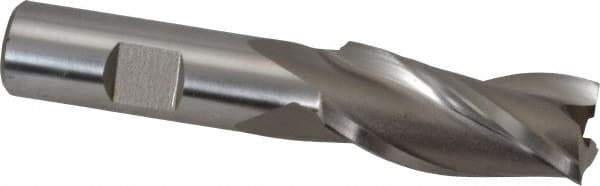 Hertel - 3/4", 1-5/8" LOC, 5/8" Shank Diam, 3-3/4" OAL, 3 Flute, High Speed Steel Square End Mill - Single End, Uncoated, Spiral Flute, 30° Helix, Centercutting, Right Hand Cut, Right Hand Flute - Benchmark Tooling