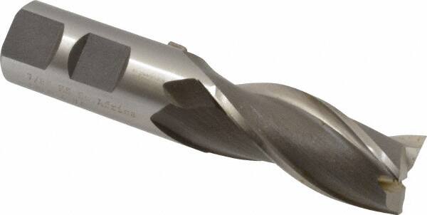 Hertel - 7/8", 1-7/8" LOC, 7/8" Shank Diam, 4-1/8" OAL, 3 Flute, High Speed Steel Square End Mill - Single End, Uncoated, Spiral Flute, 30° Helix, Centercutting, Right Hand Cut, Right Hand Flute - Benchmark Tooling