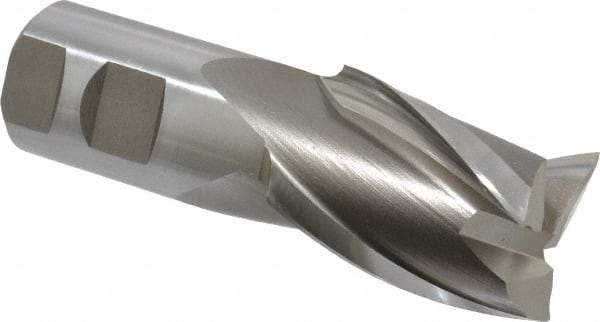 Hertel - 1-1/2", 2" LOC, 1-1/4" Shank Diam, 4-1/2" OAL, 3 Flute, High Speed Steel Square End Mill - Single End, Uncoated, Spiral Flute, 30° Helix, Centercutting, Right Hand Cut, Right Hand Flute - Benchmark Tooling