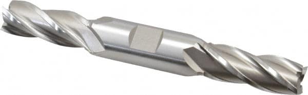 Hertel - 21/32", 1-5/8" LOC, 3/4" Shank Diam, 5-5/8" OAL, 4 Flute, High Speed Steel Square End Mill - Double End, Uncoated, Spiral Flute, 30° Helix, Right Hand Cut, Right Hand Flute - Benchmark Tooling