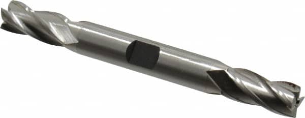 Hertel - 23/64", 3/4" LOC, 3/8" Shank Diam, 3-1/2" OAL, 4 Flute, High Speed Steel Square End Mill - Double End, Uncoated, Spiral Flute, 30° Helix, Right Hand Cut, Right Hand Flute - Benchmark Tooling