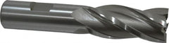 Hertel - 7/8", 1-7/8" LOC, 3/4" Shank Diam, 4-1/8" OAL, 4 Flute, High Speed Steel Square End Mill - Single End, Uncoated, Spiral Flute, 30° Helix, Right Hand Cut, Right Hand Flute - Benchmark Tooling