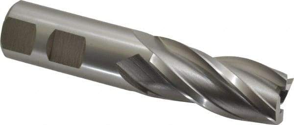 Hertel - 7/8", 1-7/8" LOC, 7/8" Shank Diam, 4-1/8" OAL, 4 Flute, High Speed Steel Square End Mill - Single End, Uncoated, Spiral Flute, 30° Helix, Right Hand Cut, Right Hand Flute - Benchmark Tooling