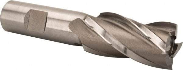 Hertel - 15/16", 1-7/8" LOC, 3/4" Shank Diam, 4-1/8" OAL, 4 Flute, High Speed Steel Square End Mill - Single End, Uncoated, Spiral Flute, 30° Helix, Right Hand Cut, Right Hand Flute - Benchmark Tooling