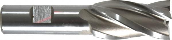 Hertel - 1", 1-7/8" LOC, 3/4" Shank Diam, 4-1/8" OAL, 4 Flute, High Speed Steel Square End Mill - Single End, Uncoated, Spiral Flute, 30° Helix, Right Hand Cut, Right Hand Flute - Benchmark Tooling