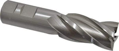 Hertel - 1", 1-7/8" LOC, 7/8" Shank Diam, 4-1/8" OAL, 4 Flute, High Speed Steel Square End Mill - Single End, Uncoated, Spiral Flute, 30° Helix, Right Hand Cut, Right Hand Flute - Benchmark Tooling