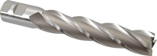 Hertel - 1-1/4", 6" LOC, 1-1/4" Shank Diam, 8-1/2" OAL, 4 Flute, High Speed Steel Square End Mill - Single End, Uncoated, Spiral Flute, 30° Helix, Right Hand Cut, Right Hand Flute - Benchmark Tooling