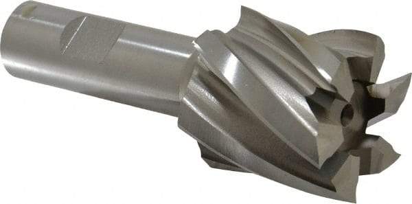 Hertel - 1-1/2", 1-1/2" LOC, 3/4" Shank Diam, 3-7/8" OAL, 6 Flute, High Speed Steel Square End Mill - Single End, Uncoated, Spiral Flute, 30° Helix, Right Hand Cut, Right Hand Flute - Benchmark Tooling
