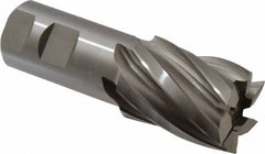 Hertel - 1-1/2", 2" LOC, 1-1/4" Shank Diam, 4-1/2" OAL, 6 Flute, High Speed Steel Square End Mill - Single End, Uncoated, Spiral Flute, 30° Helix, Right Hand Cut, Right Hand Flute - Benchmark Tooling