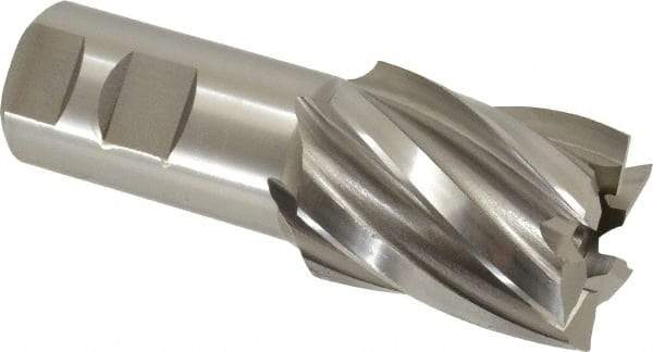 Hertel - 1-5/8", 2" LOC, 1-1/4" Shank Diam, 4-1/2" OAL, 6 Flute, High Speed Steel Square End Mill - Single End, Uncoated, Spiral Flute, 30° Helix, Right Hand Cut, Right Hand Flute - Benchmark Tooling