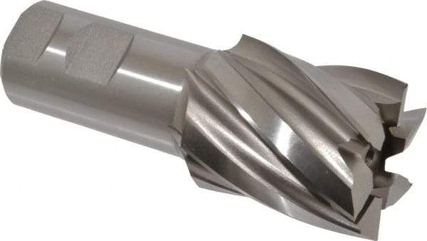Hertel - 1-3/4", 2" LOC, 1-1/4" Shank Diam, 4-1/2" OAL, 6 Flute, High Speed Steel Square End Mill - Single End, Uncoated, Spiral Flute, 30° Helix, Right Hand Cut, Right Hand Flute - Benchmark Tooling