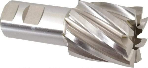 Hertel - 1-7/8", 2" LOC, 1-1/4" Shank Diam, 4-1/2" OAL, 8 Flute, High Speed Steel Square End Mill - Single End, Uncoated, Spiral Flute, 30° Helix, Right Hand Cut, Right Hand Flute - Benchmark Tooling