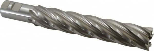 Hertel - 1-1/2", 8" LOC, 1-1/4" Shank Diam, 10-1/2" OAL, 6 Flute, High Speed Steel Square End Mill - Single End, Uncoated, Spiral Flute, 30° Helix, Right Hand Cut, Right Hand Flute - Benchmark Tooling