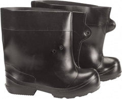 Winter Walking - Men's 5 - 7.5 (Women's 7-9.5) Traction Overboots - 10" High, Plain Toe, Nonslip Sole, Rubber Upper, Black - Benchmark Tooling