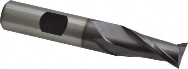 Hertel - 1/2", 1" LOC, 1/2" Shank Diam, 3" OAL, 2 Flute, Cobalt Square End Mill - Single End, TiCN Finish, Spiral Flute, 30° Helix, Centercutting, Right Hand Cut, Right Hand Flute - Benchmark Tooling