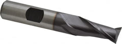 Hertel - 1/2", 1" LOC, 1/2" Shank Diam, 3" OAL, 2 Flute, Cobalt Square End Mill - Single End, TiCN Finish, Spiral Flute, 30° Helix, Centercutting, Right Hand Cut, Right Hand Flute - Benchmark Tooling
