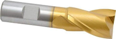 Hertel - 1", 1-1/2" LOC, 3/4" Shank Diam, 3-3/4" OAL, 2 Flute, High Speed Steel Square End Mill - Single End, TiN Finish, Spiral Flute, 30° Helix, Centercutting, Right Hand Cut, Right Hand Flute - Benchmark Tooling