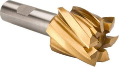 Hertel - 1-1/2", 1-1/2" LOC, 3/4" Shank Diam, 3-7/8" OAL, 6 Flute, High Speed Steel Square End Mill - Single End, TiN Finish, Spiral Flute, 30° Helix, Right Hand Cut, Right Hand Flute - Benchmark Tooling