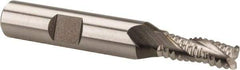 Hertel - 1/4" Diam, Coarse Pitch, 5/8" LOC, 3 Flute Cobalt Roughing Square End Mill - Uncoated, 2-7/16" OAL, 3/8" Shank Diam, Single End, Centercutting, 30° Helix - Benchmark Tooling