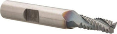Hertel - 1/4" Diam, Coarse Pitch, 5/16" LOC, 3 Flute Cobalt Roughing Square End Mill - TiCN Finish, 2-1/8" OAL, 3/8" Shank Diam, Single End, Centercutting, 30° Helix - Benchmark Tooling