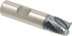 Hertel - 5/8" Diam, Coarse Pitch, 5/8" LOC, 4 Flute Cobalt Roughing Square End Mill - TiCN Finish, 2-3/4" OAL, 5/8" Shank Diam, Single End, Centercutting, 30° Helix - Benchmark Tooling