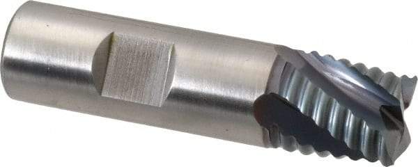 Hertel - 3/4" Diam, Coarse Pitch, 3/4" LOC, 4 Flute Cobalt Roughing Square End Mill - TiCN Finish, 2-7/8" OAL, 3/4" Shank Diam, Single End, Centercutting, 30° Helix - Benchmark Tooling