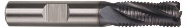 Hertel - 1/4" Diam, Fine Pitch, 1/4" LOC, 4 Flute Cobalt Roughing Square End Mill - TiCN Finish, 2-1/16" OAL, 3/8" Shank Diam, Single End, Centercutting, 30° Helix - Benchmark Tooling
