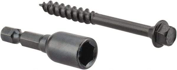 Value Collection - 1/4", 2-1/2" OAL, Hex Head Wood Screw - Steel - Benchmark Tooling