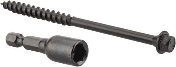 Value Collection - 1/4", 4" OAL, Hex Head Wood Screw - Steel - Benchmark Tooling